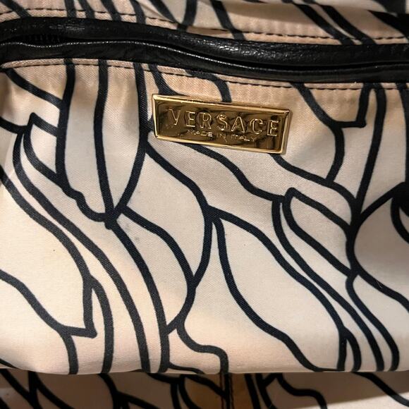 VERSACE Black Pony Hair Croc Embossed Suede Leather Dome Satchel - Picture 8 of 11